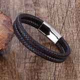 Classic Brown Cross-Braided Rope Chain Stainless Steel Magnetic Clasp