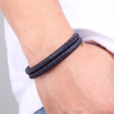 Classic Brown Cross-Braided Rope Chain Stainless Steel Magnetic Clasp