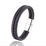 Classic Brown Cross-Braided Rope Chain Stainless Steel Magnetic Clasp