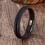 Classic Brown Cross-Braided Rope Chain Stainless Steel Magnetic Clasp