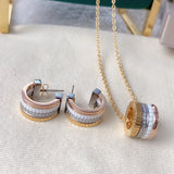 Classic Ceramic Earrings Necklace Set with Four Pendant
