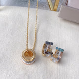 Classic Ceramic Earrings Necklace Set with Four Pendant