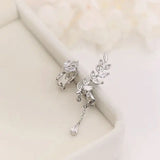Geometric Asymmetry Zircon Rhinestones Clip Earrings