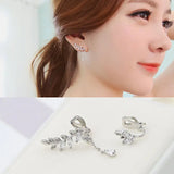 Geometric Asymmetry Zircon Rhinestones Clip Earrings