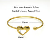 Heart-shaped Open Bracelet For Women Street Taste Geometry Love Gold-color