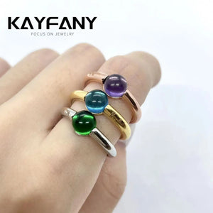 Natural Round Crystal Wedding Ring Plated 23 Colors Women Gift