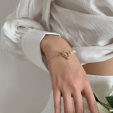 Natural Stone Pearl Pendant Bracelet for Women Lucky Cuff Bracelet