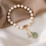 Natural Stone Pearl Pendant Bracelet for Women Lucky Cuff Bracelet