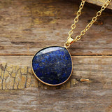 Natural Stone Teardrop Pendant Necklaces Rhodonite Lapis Gems