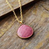 Natural Stone Teardrop Pendant Necklaces Rhodonite Lapis Gems