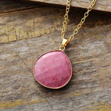 Natural Stone Teardrop Pendant Necklaces Rhodonite Lapis Gems