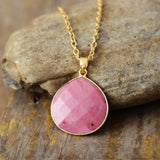 Natural Stone Teardrop Pendant Necklaces Rhodonite Lapis Gems
