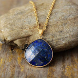 Natural Stone Teardrop Pendant Necklaces Rhodonite Lapis Gems