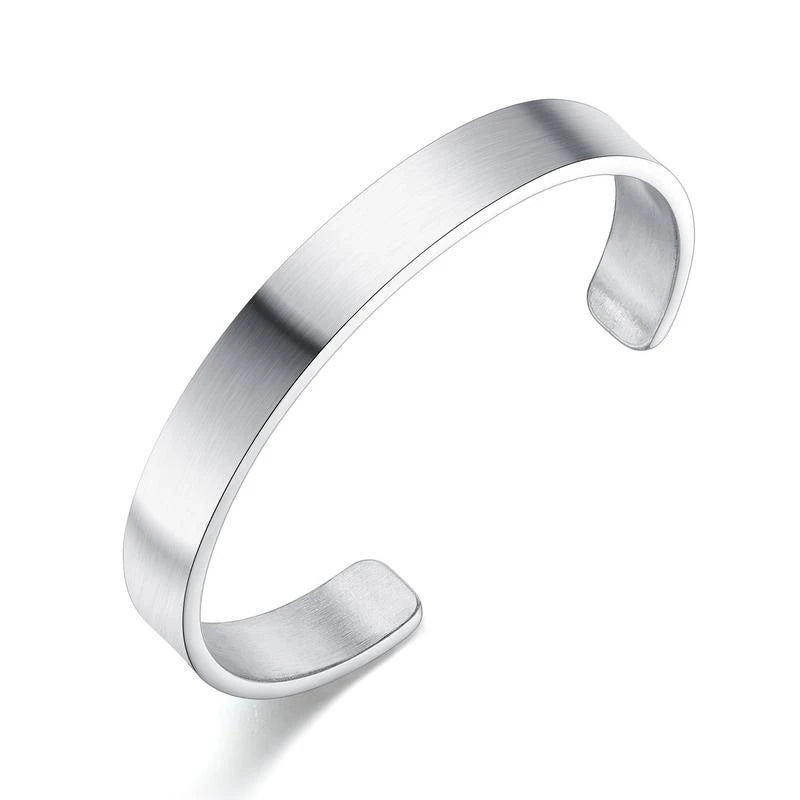 Stainless Steel Men's Cuff Bracelet Bangle Gloss Finish