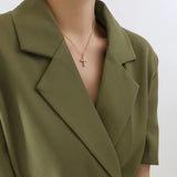 Retro Cross Necklace Stainless Steel Pearl Inlay High Jewelry
