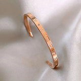 Stainless Steel Rose Roman Numeral Charm Bracelet