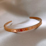 Stainless Steel Rose Roman Numeral Charm Bracelet