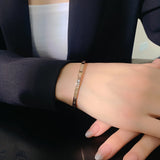 Stainless Steel Rose Roman Numeral Charm Bracelet
