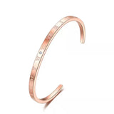 Stainless Steel Rose Roman Numeral Charm Bracelet