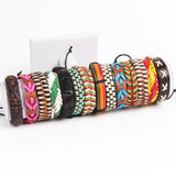 30pcs Mixed Retro Leather Surfer Cuff Bracelets