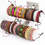 30pcs Mixed Retro Leather Surfer Cuff Bracelets
