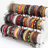 30pcs Mixed Retro Leather Surfer Cuff Bracelets