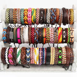 30pcs Mixed Retro Leather Surfer Cuff Bracelets