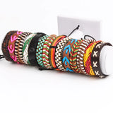 30pcs Mixed Retro Leather Surfer Cuff Bracelets