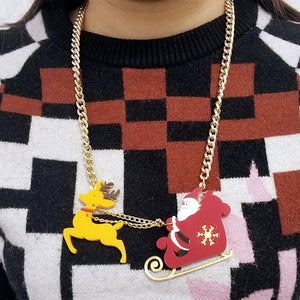 Father Christmas Sweater Pendant Necklace for Women Girls Kids