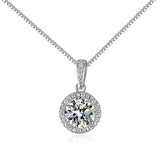 Zircon Wedding Necklace Round Pendant Silver Chain Necklaces For Women