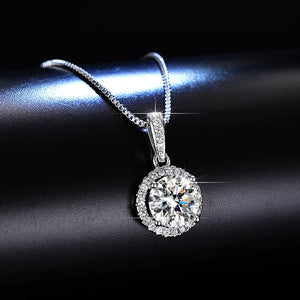 Zircon Wedding Necklace Round Pendant Silver Chain Necklaces For Women