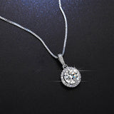 Zircon Wedding Necklace Round Pendant Silver Chain Necklaces For Women