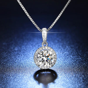 Zircon Wedding Necklace Round Pendant Silver Chain Necklaces For Women