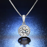 Zircon Wedding Necklace Round Pendant Silver Chain Necklaces For Women