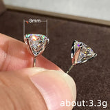 925 Silver 8mm Zircon Earrings Xmas Gift for Women