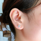925 Silver 8mm Zircon Earrings Xmas Gift for Women