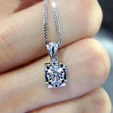Silver Zircon Crystal Pendant Necklace for Women Choker Gift