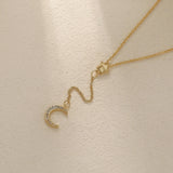 Fine Golden Star Women Necklace Moon Zircon Pendant Romantic Jewelry Gift