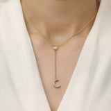 Fine Golden Star Women Necklace Moon Zircon Pendant Romantic Jewelry Gift