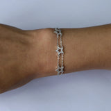 Micro Pave Clear Stones Charm 925 Silver Bracelet For Women
