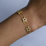 Micro Pave Clear Stones Charm 925 Silver Bracelet For Women