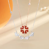 Heart Shape 925 Silver Clover Necklace for Women