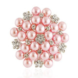 Classic Pearl Brooch Pins Clear Rhinestones