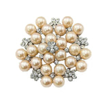 Classic Pearl Brooch Pins Clear Rhinestones