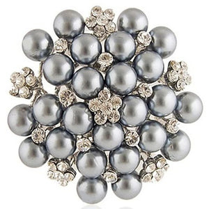 Classic Pearl Brooch Pins Clear Rhinestones