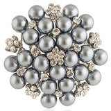 Classic Pearl Brooch Pins Clear Rhinestones