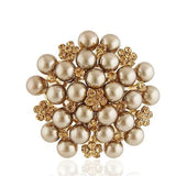 Classic Pearl Brooch Pins Clear Rhinestones