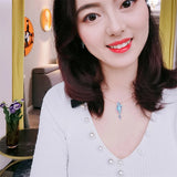 925 Silver Sapphire Necklace Pendant for Women