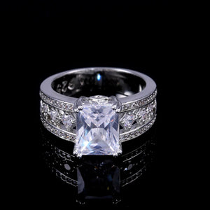 Geometric CZ Crystal Wedding Ring Pretty Pattern Band