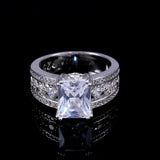 Geometric CZ Crystal Wedding Ring Pretty Pattern Band